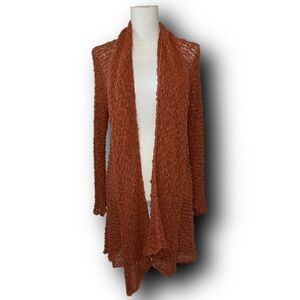Popcorn/Open Knit Burnt Orange Open Front Cardigan Duster Whimsigoth